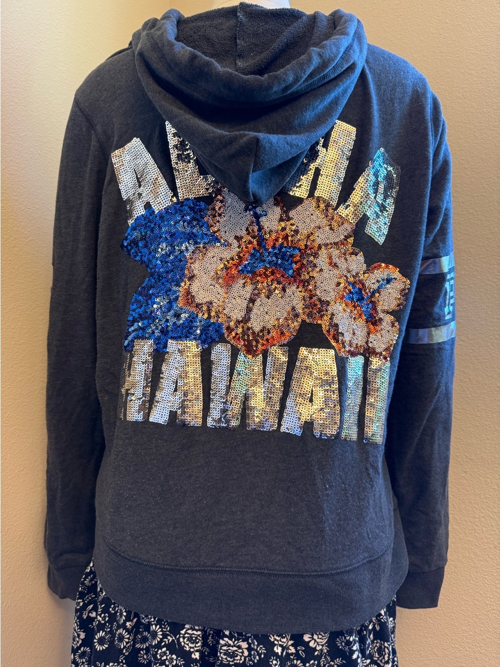 VTG 2014 RARE Victoria's Secret PINK "Aloha Hawaii" Sequin Zip Hoodie 🌺